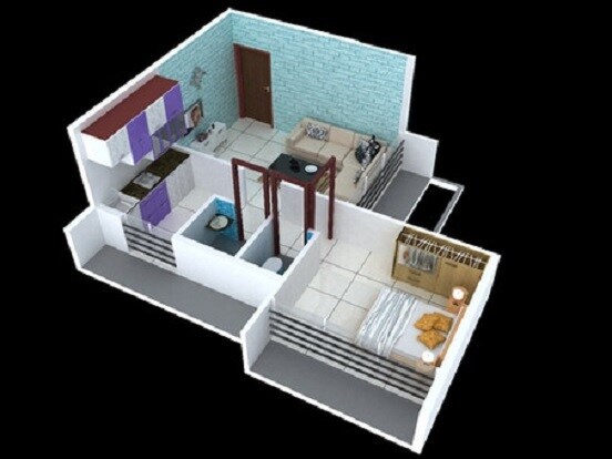 Floor plan of 1 BHK 278 Sq. Ft. Apartment in Bhagwat Heights, Navi Mumbai