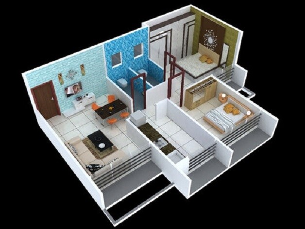 Floor plan of 2 BHK 462 Sq. Ft. Apartment in Bhagwat Heights, Navi Mumbai
