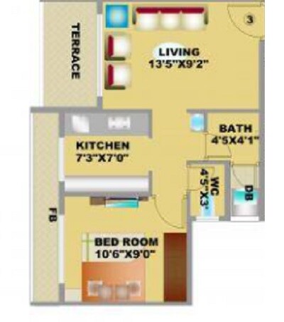 1 BHK 690 Sq. Ft. Apartment