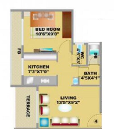 1 BHK 700 Sq. Ft. Apartment