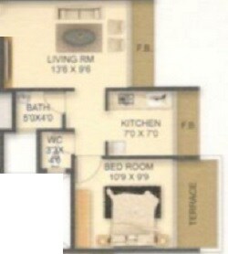1 BHK 675 Sq. Ft. Apartment