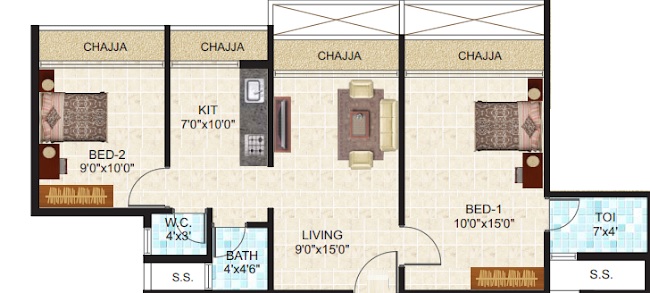 Bhakti Aura 2 BHK Layout