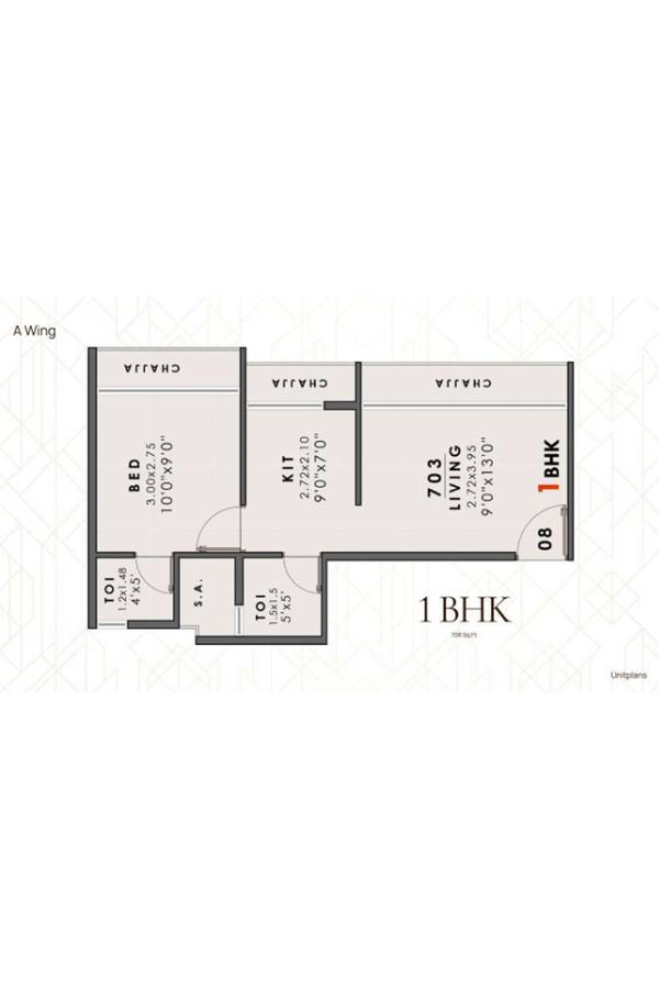 Floor plan of 1 BHK 320 Sq. Ft. Apartment in Bhaveshwar 4D Avinya, Navi Mumbai