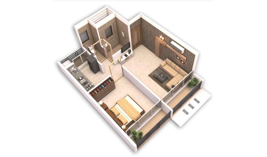 1 BHK 290 Sq. Ft. Apartment in Bhaveshwar Ravechi Height