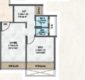 Floor plan of 1 BHK 166 Sq. Ft. Apartment in Bhaveshwar Varni Dham, Navi Mumbai
