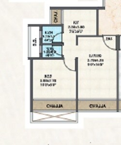 Floor plan of 1 BHK 288 Sq. Ft. Apartment in Bhaveshwar Varni Dham, Navi Mumbai