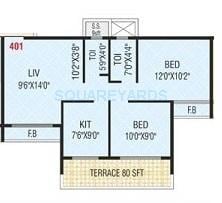 2 BHK 1070 Sq. Ft. Apartment