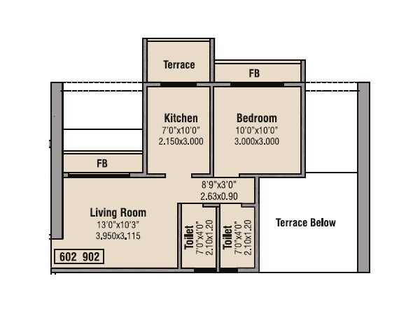 Floor plan of 1 BHK 481 Sq. Ft. Apartment in Bhumiraj Hills, Navi Mumbai