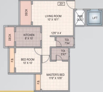 Floor plan of 2 BHK 1144 Sq. Ft. Apartment in Bks Galaxy Nebula, Navi Mumbai