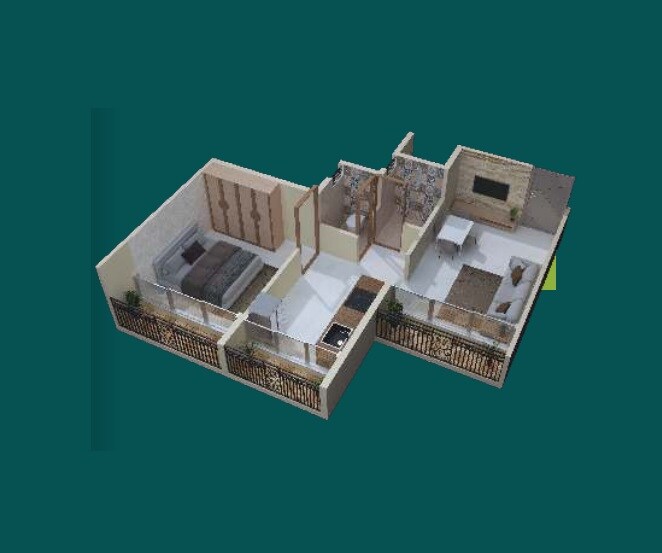 Floor plan of 1 BHK 413 Sq. Ft. Apartment in Bonzer Silvra One, Navi Mumbai