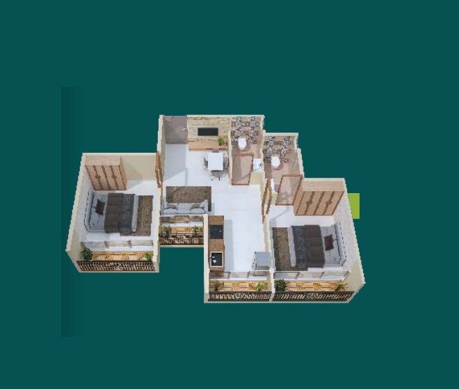 Floor plan of 2 BHK 542 Sq. Ft. Apartment in Bonzer Silvra One, Navi Mumbai