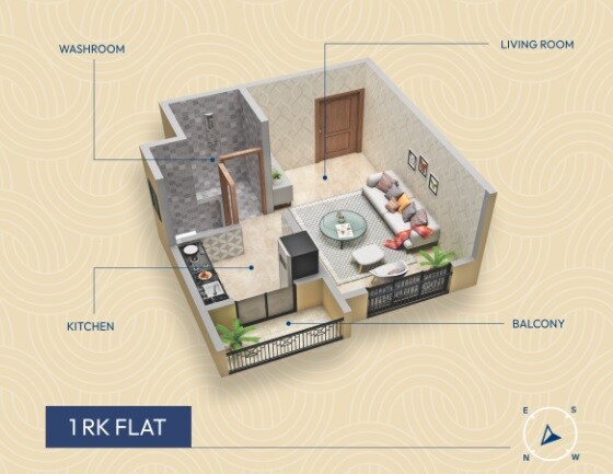Floor plan of 247 Sq. Ft. Studio in Bramha Kailash Complex, Navi Mumbai