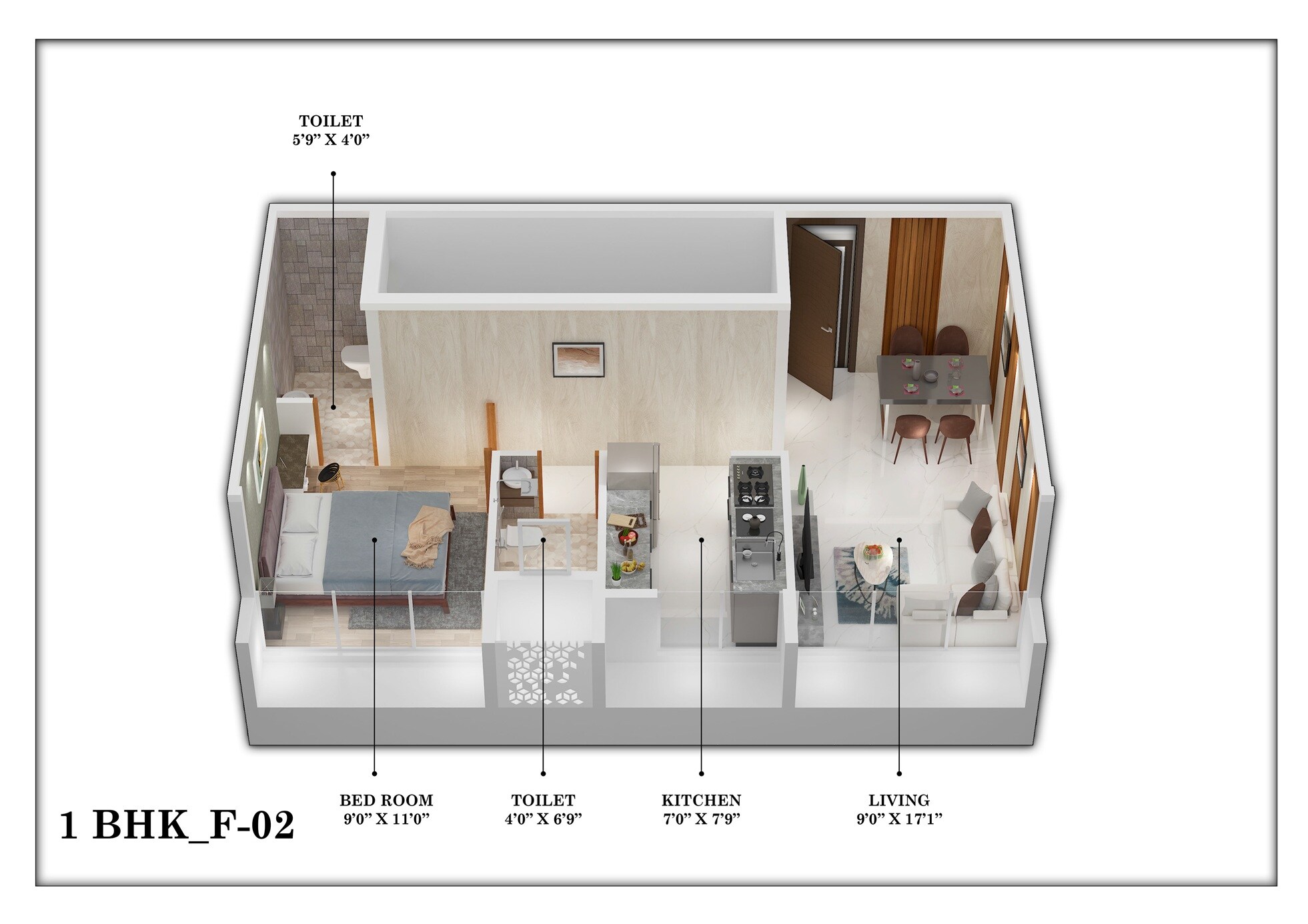 Floor plan of 1 BHK 399 Sq. Ft. Apartment in Breeze One, Navi Mumbai