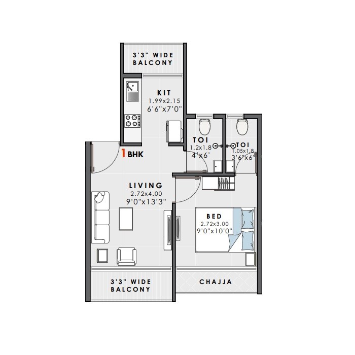 1 BHK 278 Sq. Ft. Apartment
