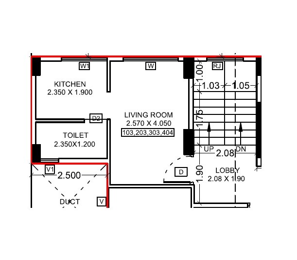 Floor plan of 244 Sq. Ft. Studio in Chirag Sai Balaji, Navi Mumbai