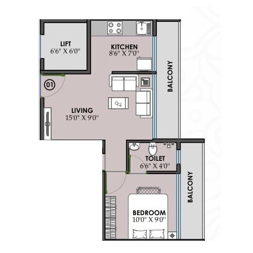 1 BHK 316 Sq. Ft. Apartment