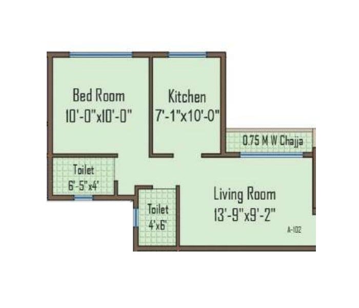 Floor plan of 1 BHK 225 Sq. Ft. Apartment in CJ Greens, Navi Mumbai