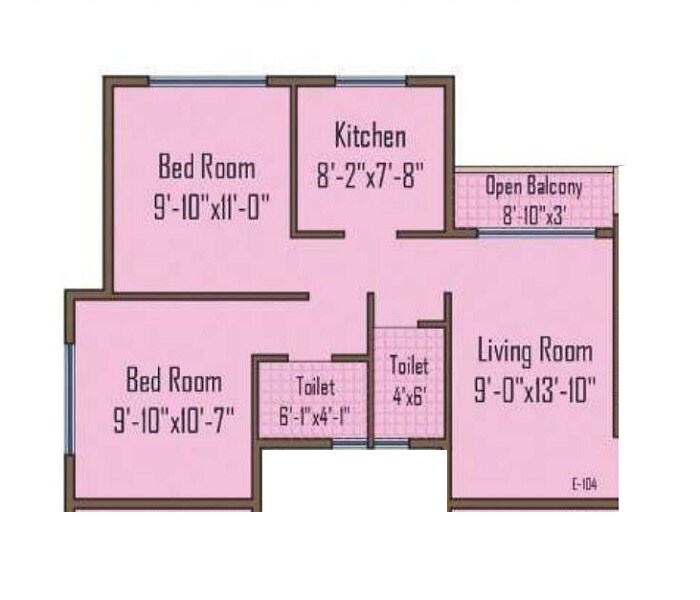 Floor plan of 2 BHK 438 Sq. Ft. Apartment in CJ Greens, Navi Mumbai