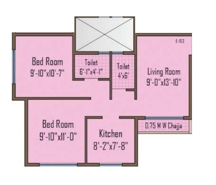 Floor plan of 2 BHK 541 Sq. Ft. Apartment in CJ Greens, Navi Mumbai