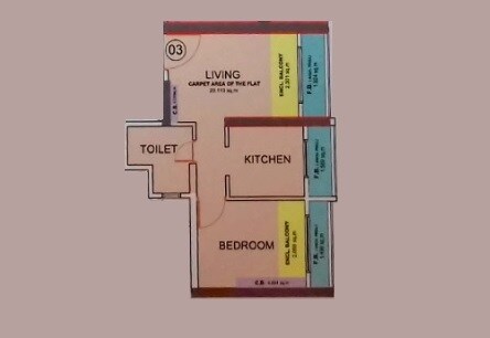 Floor plan of 1 BHK 302 Sq. Ft. Apartment in Clan City Aqua Marine, Navi Mumbai