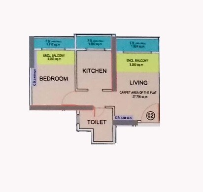 Floor plan of 1 BHK 299 Sq. Ft. Apartment in Clan City Diamond, Navi Mumbai