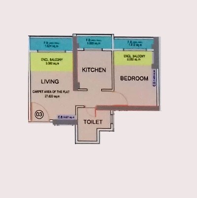 Floor plan of 1 BHK 324 Sq. Ft. Apartment in Clan City Diamond, Navi Mumbai