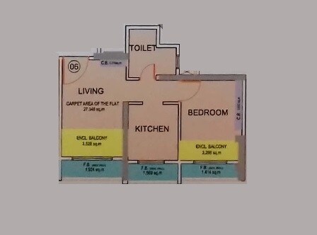 Floor plan of 1 BHK 294 Sq. Ft. Apartment in Clan City Garnet, Navi Mumbai