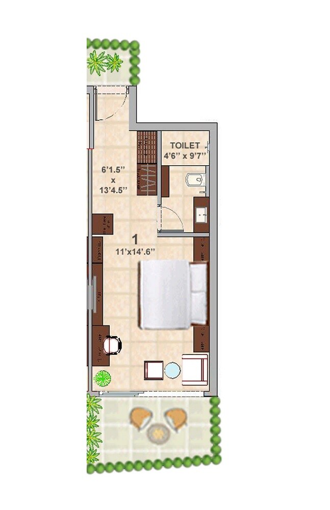 Floor plan of 263 Sq. Ft. Studio in Coredelia Albertsville Universe, Navi Mumbai