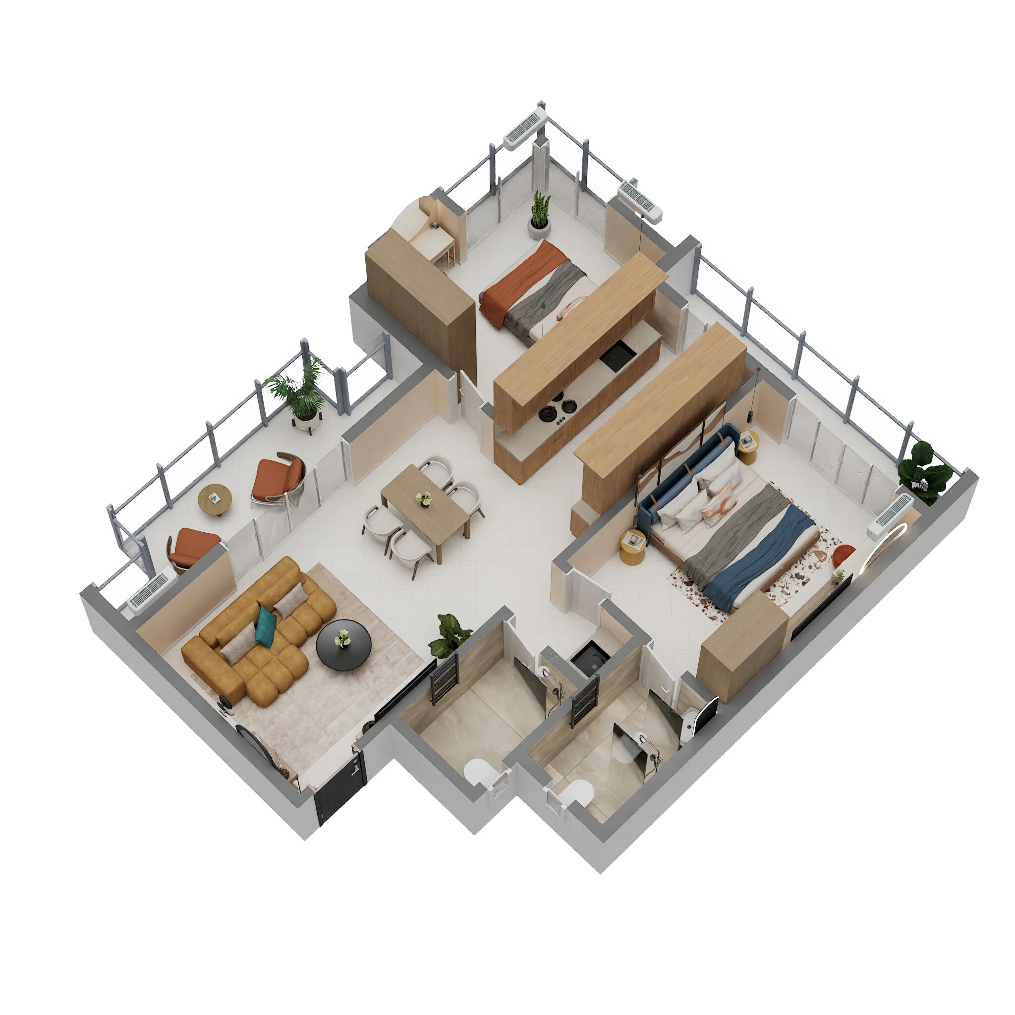 Floor plan of 2 BHK 764 Sq. Ft. Apartment in Dbafna One, Navi Mumbai