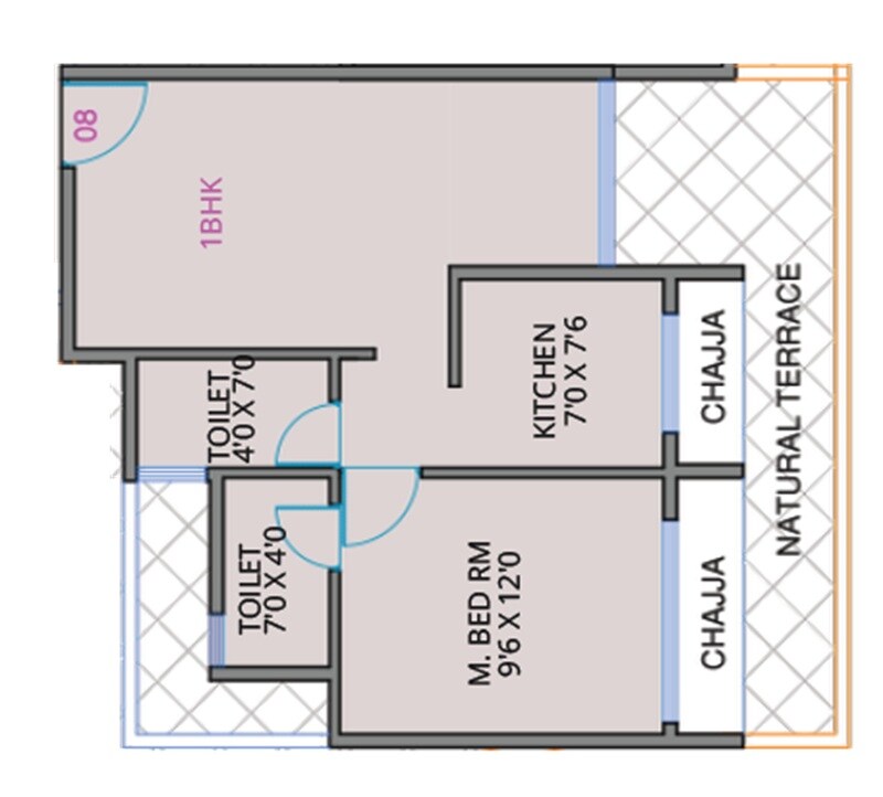 Floor plan of 1 BHK 497 Sq. Ft. Apartment in DDSR Heritage CHS, Navi Mumbai