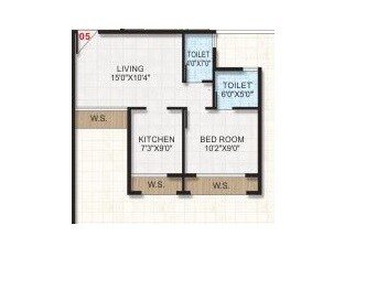 Floor plan of 1 BHK 269 Sq. Ft. Apartment in Deep Diva Antilia, Navi Mumbai