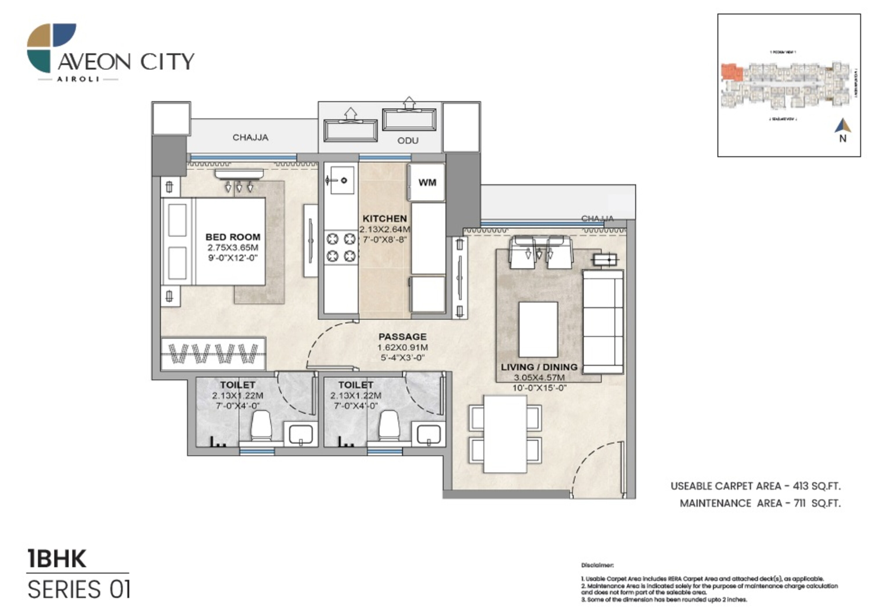 1 BHK 413 Sq. Ft. Apartment in Delta Aveon City