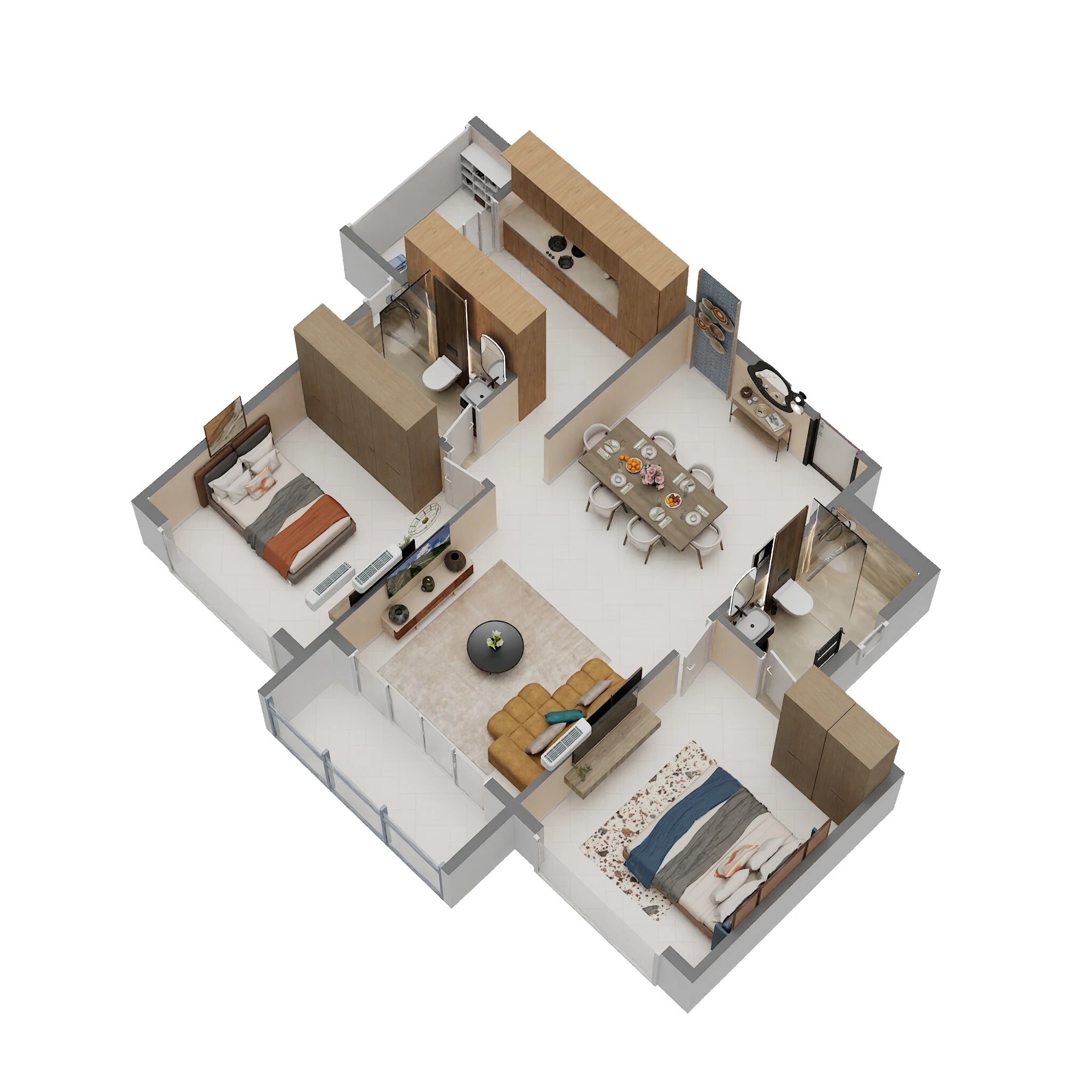 Floor plan of 2 BHK 778 Sq. Ft. Apartment in Delta Palmbeach, Navi Mumbai