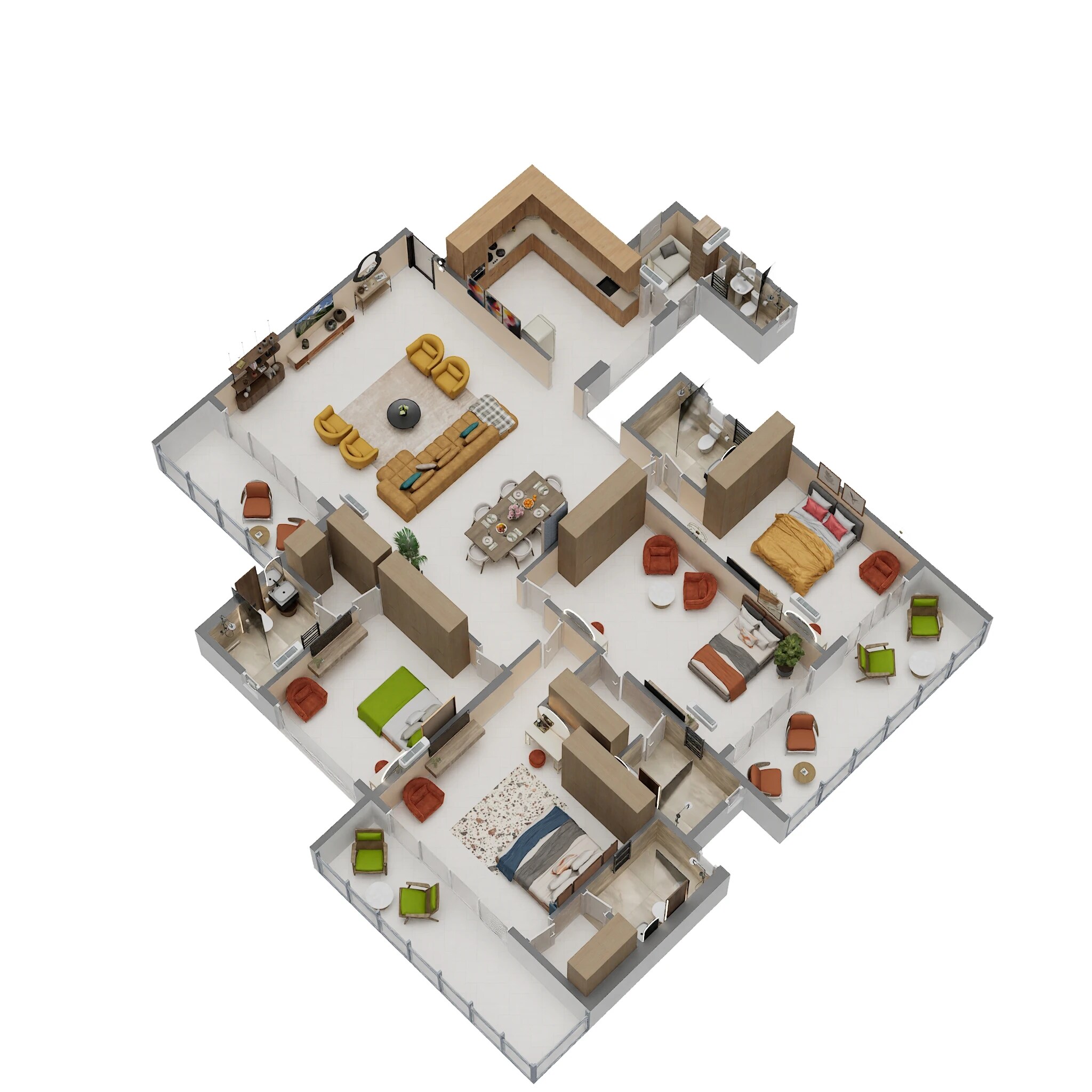Floor plan of 4 BHK 2142 Sq. Ft. Apartment in Delta Palmbeach, Navi Mumbai