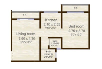 1 BHK 266 Sq. Ft. Apartment