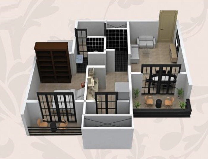 Floor plan of 1 BHK 207 Sq. Ft. Apartment in Dev Luxuria, Navi Mumbai