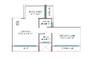 Floor plan of 176 Sq. Ft. Studio in Devam Residency, Navi Mumbai