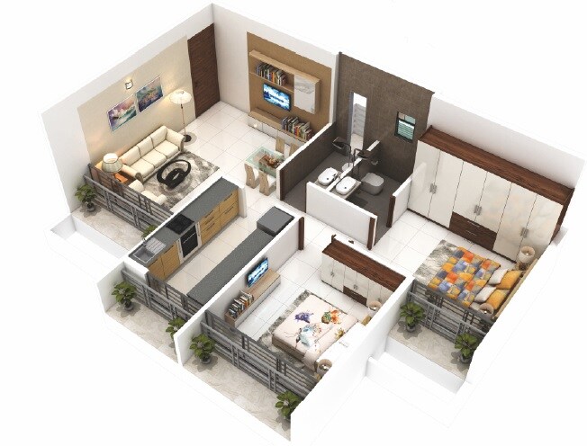 Floor plan of 2 BHK 369 Sq. Ft. Apartment in Devkrupa Dev Sakha, Navi Mumbai