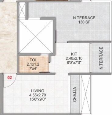 Floor plan of 192 Sq. Ft. Studio in Devkrupa Dev Sakha, Navi Mumbai