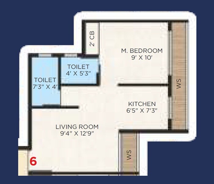 Floor plan of 1 BHK 319 Sq. Ft. Apartment in Dharti Complex Khalapur, Navi Mumbai