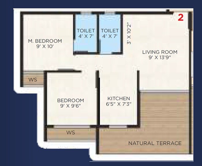 Floor plan of 2 BHK 499 Sq. Ft. Apartment in Dharti Complex Khalapur, Navi Mumbai