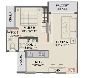 1 BHK 316 Sq. Ft. Apartment in Dharti Krishna