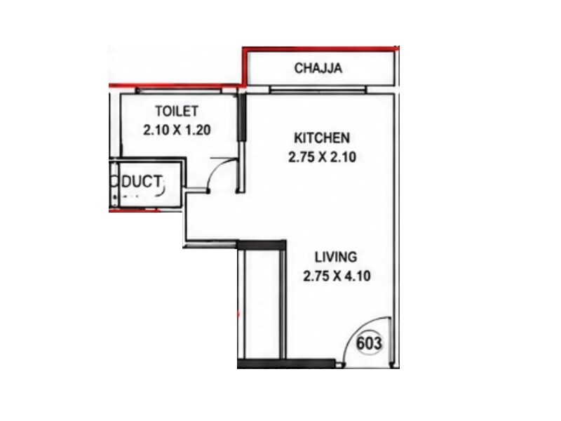 Floor plan of 186 Sq. Ft. Studio in Dhriti Aura, Navi Mumbai