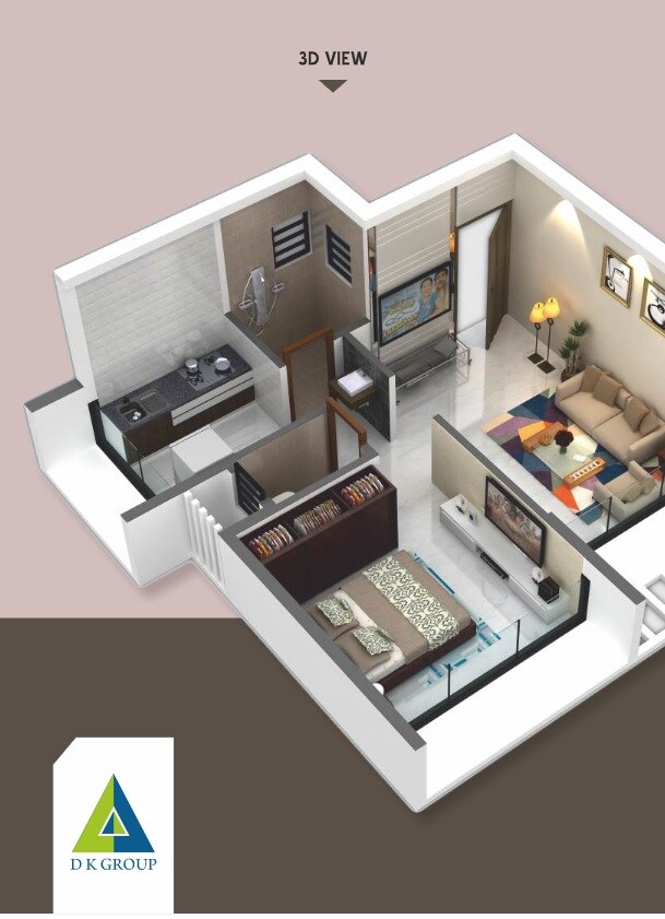 Floor plan of 1 BHK 302 Sq. Ft. Apartment in DK Varapradaa Apartment, Navi Mumbai