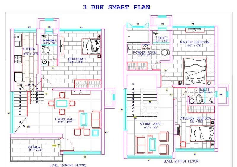 Floor plan of 3 BHK 2050 Sq. Ft. Villa in Dove The Destination Villa, Navi Mumbai