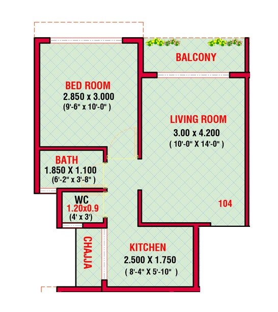 1 BHK 267 Sq. Ft. Apartment