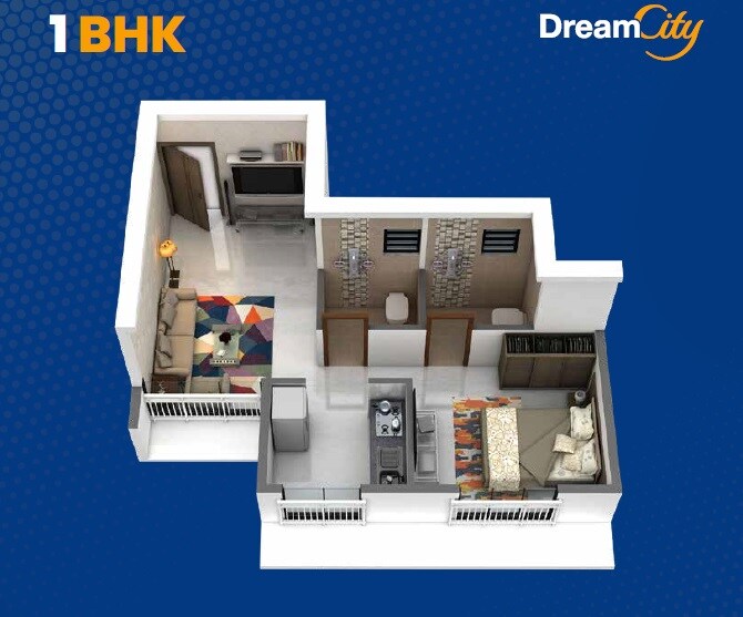 Floor plan of 1 BHK 352 Sq. Ft. Apartment in Dream City Khalapur, Navi Mumbai