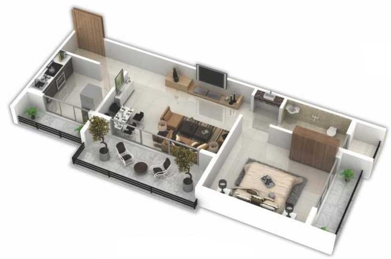 Floor plan of 1 BHK 720 Sq. Ft. Apartment in Dream Emerald, Navi Mumbai