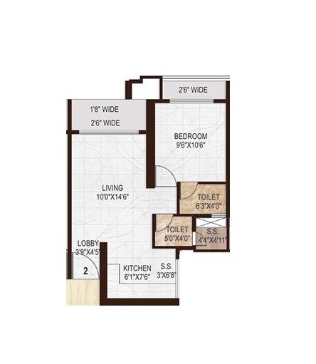 Floor plan of 1 BHK 322 Sq. Ft. Apartment in Dream Meadows, Navi Mumbai