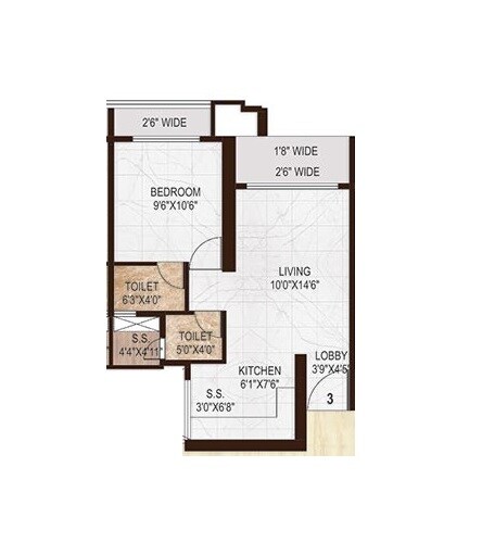 Floor plan of 1 BHK 457 Sq. Ft. Apartment in Dream Meadows, Navi Mumbai